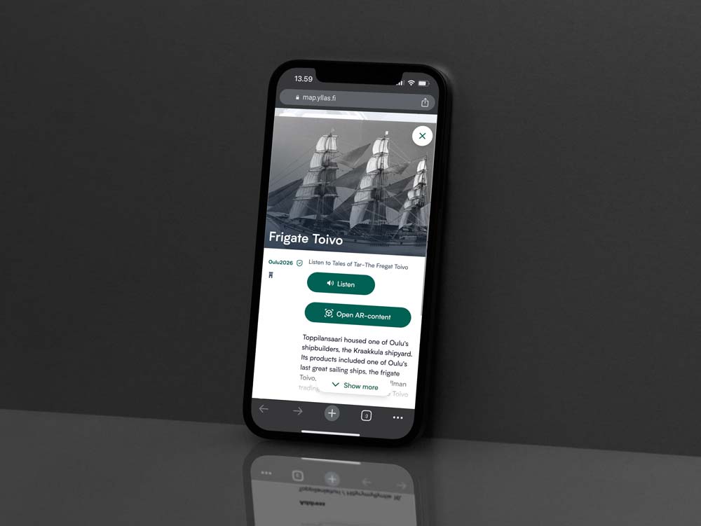 Ar-mockup 2 A mobile device displaying culture route service Atla