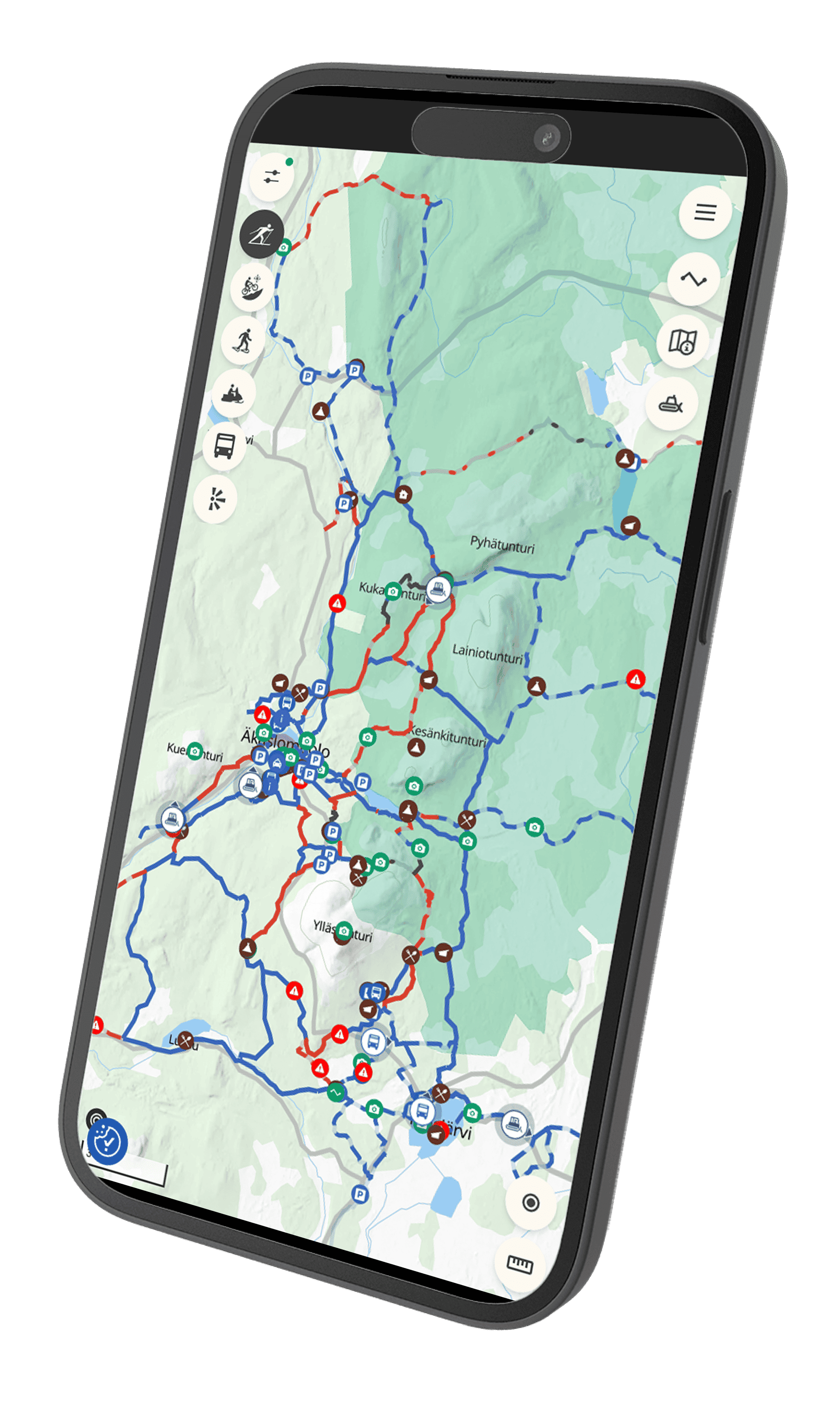 yllas-reference 3 A mobile device displaying digital map of Ylläs