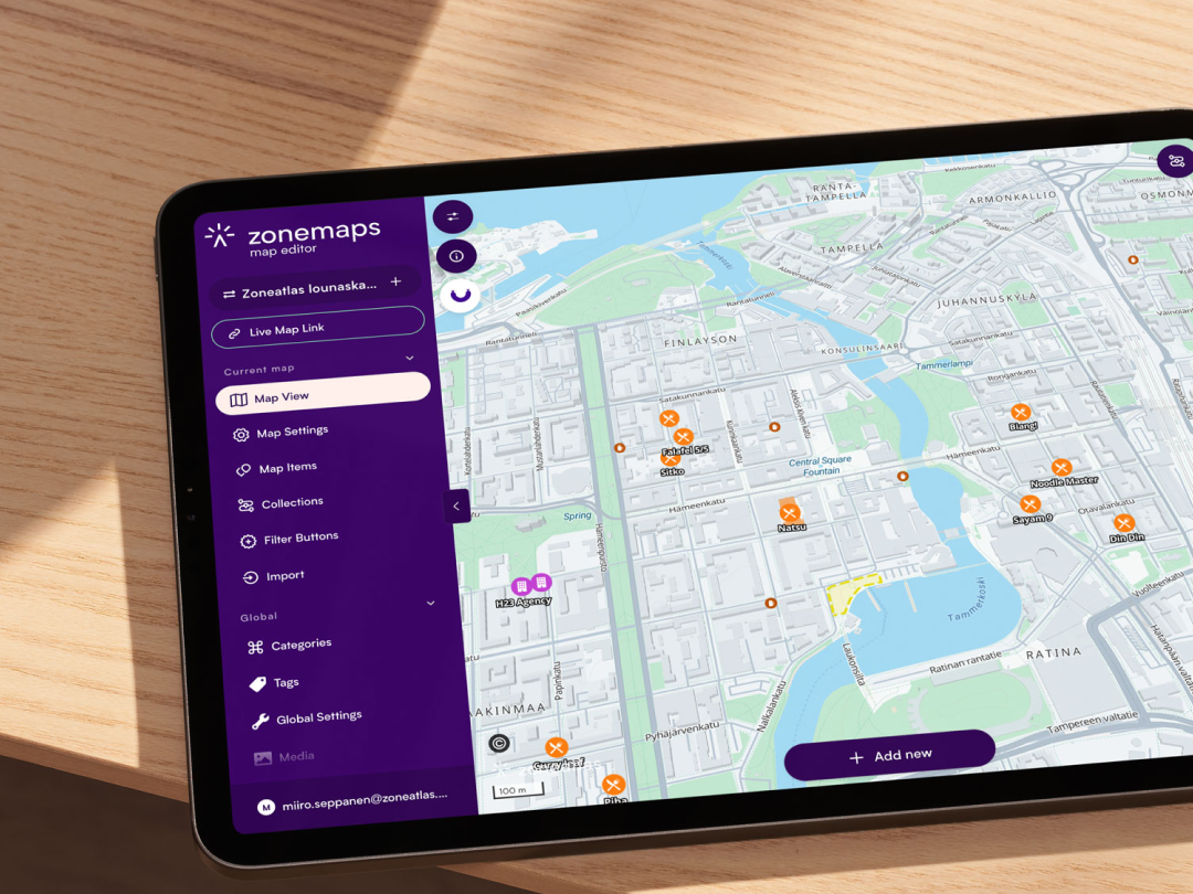 a mobile device displaying Zoneatlas Manager editor