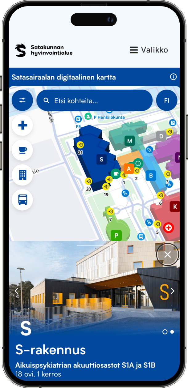 satasairaala-ref-phone-1 8 A mobile device displaying Satasairaala map